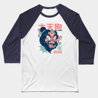 Retro Japanese Daitengu Yokai Illustration | Japanese Folklore Creatures Baseball T-Shirt